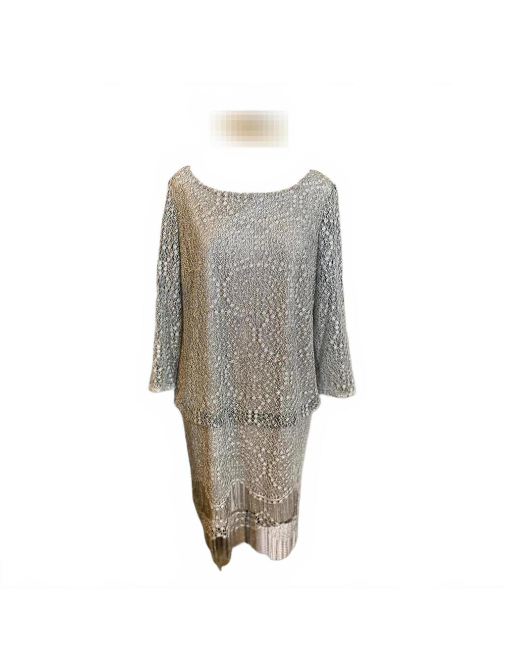 S.L. Fashions Women's Beaded Silver Dress